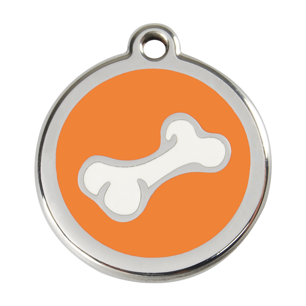 Red Dingo Stainless Steel & Enamel 3D Bone Dog ID Tag