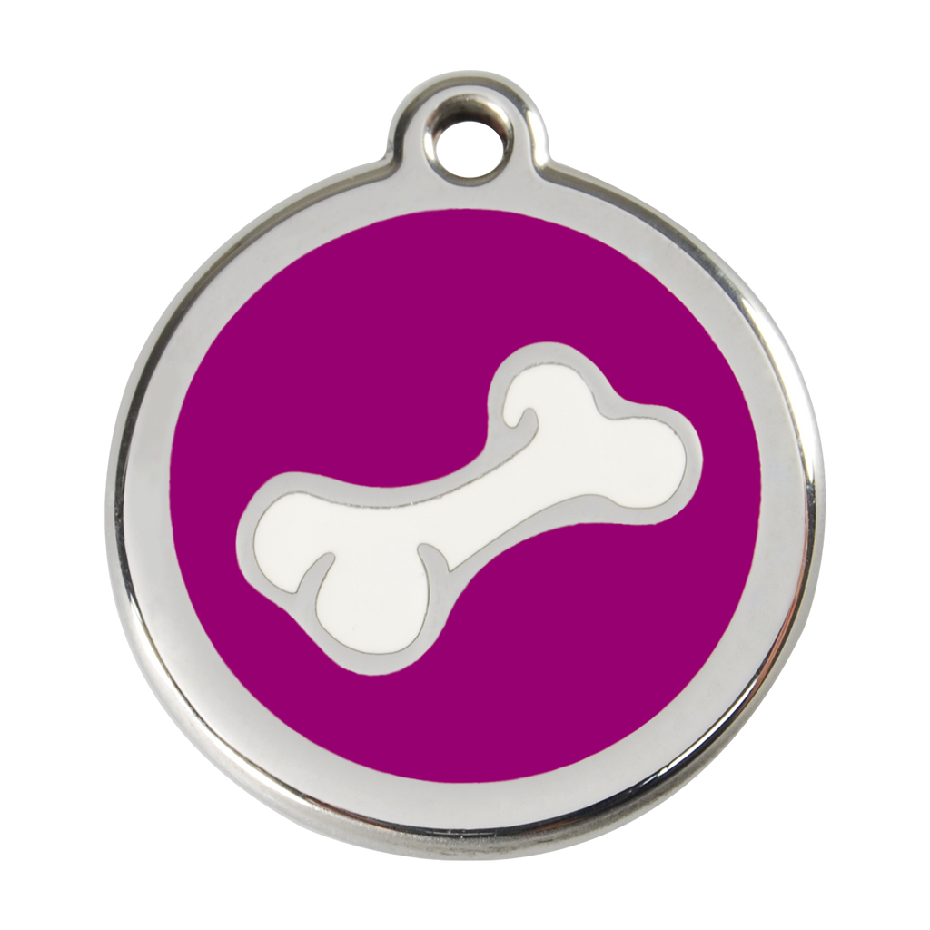 Red Dingo Stainless Steel & Enamel 3D Bone Dog ID Tag