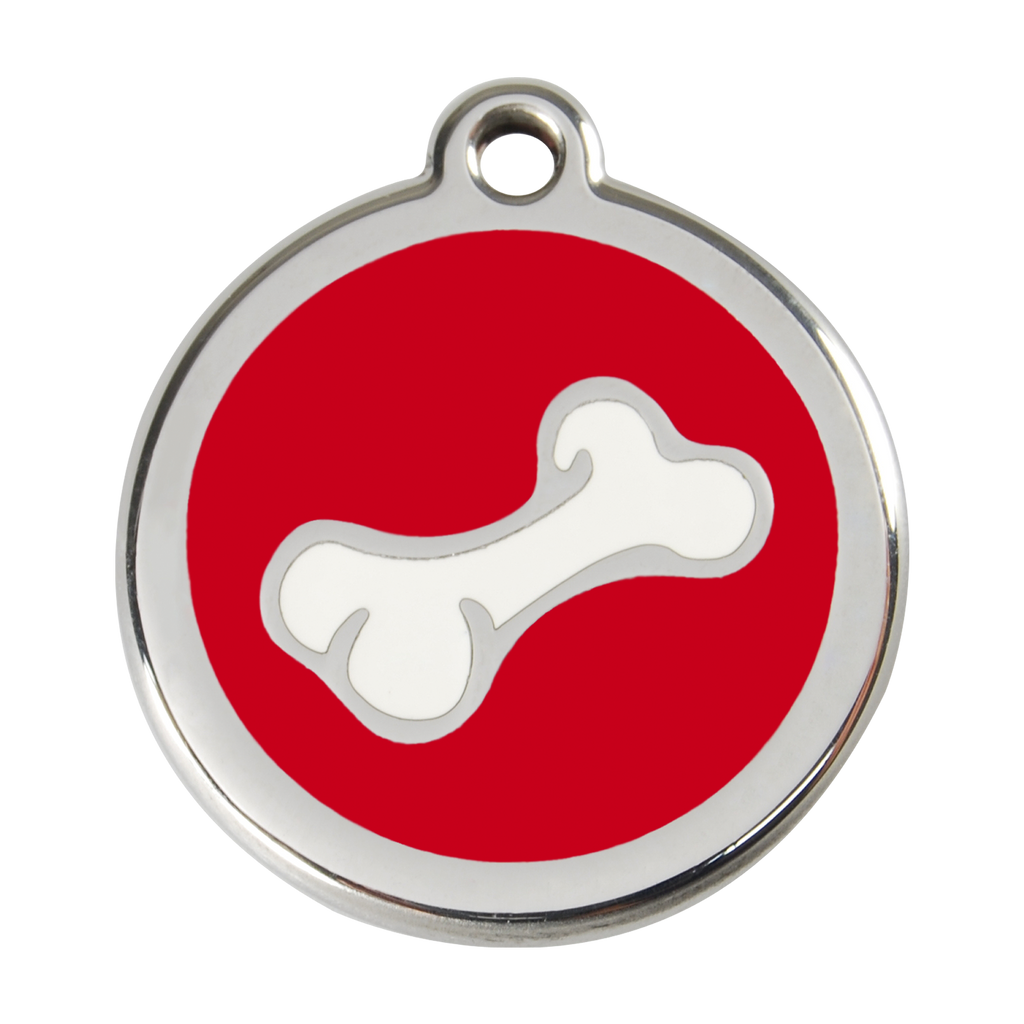 Red Dingo Stainless Steel & Enamel 3D Bone Dog ID Tag