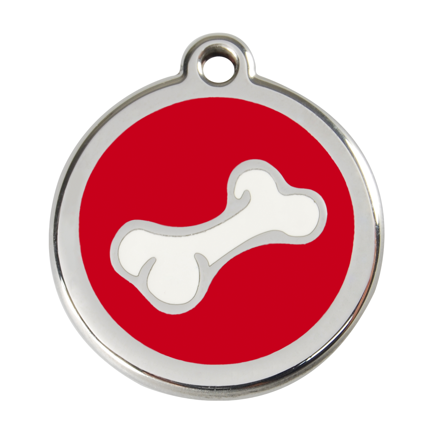 Red Dingo Stainless Steel & Enamel 3D Bone Dog ID Tag