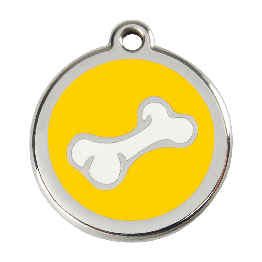 Red Dingo Stainless Steel & Enamel 3D Bone Dog ID Tag