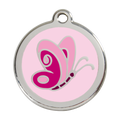 Red Dingo Stainless Steel & Enamel Pink Butterfly Dog ID Tag
