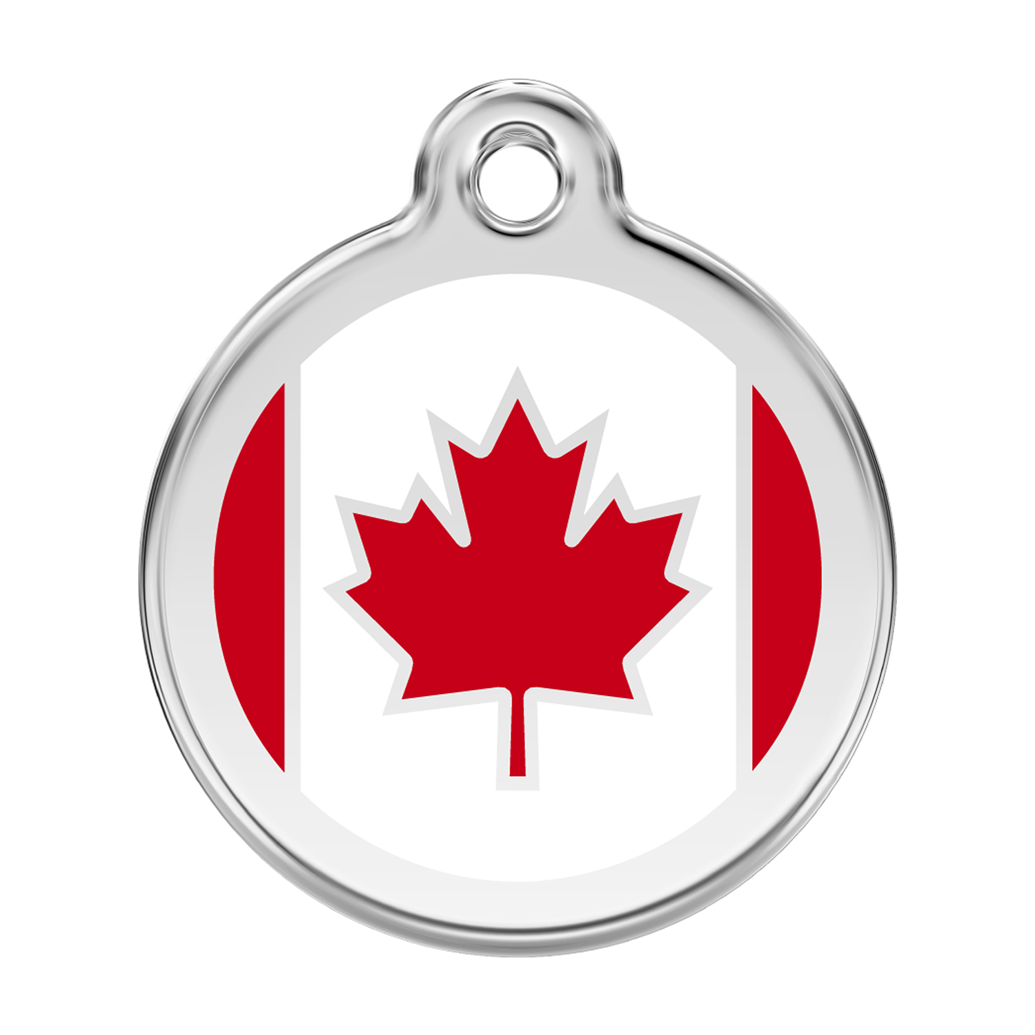 Red Dingo Stainless Steel & Enamel Canadian Flag Dog ID Tag
