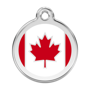 Red Dingo Stainless Steel & Enamel Canadian Flag Dog ID Tag