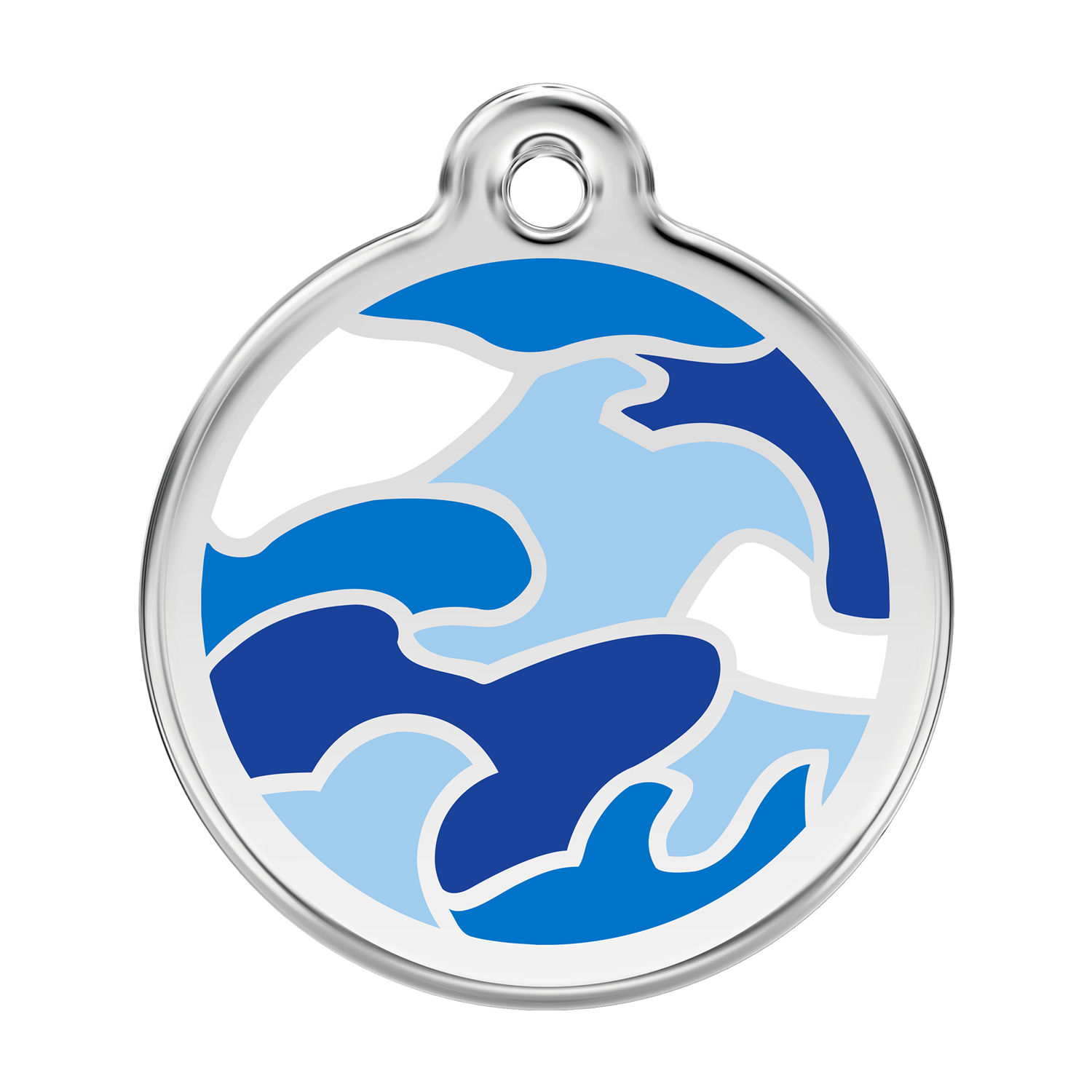 Red Dingo Stainless Steel & Enamel Blue Camouflage Dog ID Tag