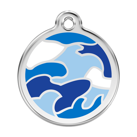 Red Dingo Stainless Steel & Enamel Blue Camouflage Dog ID Tag
