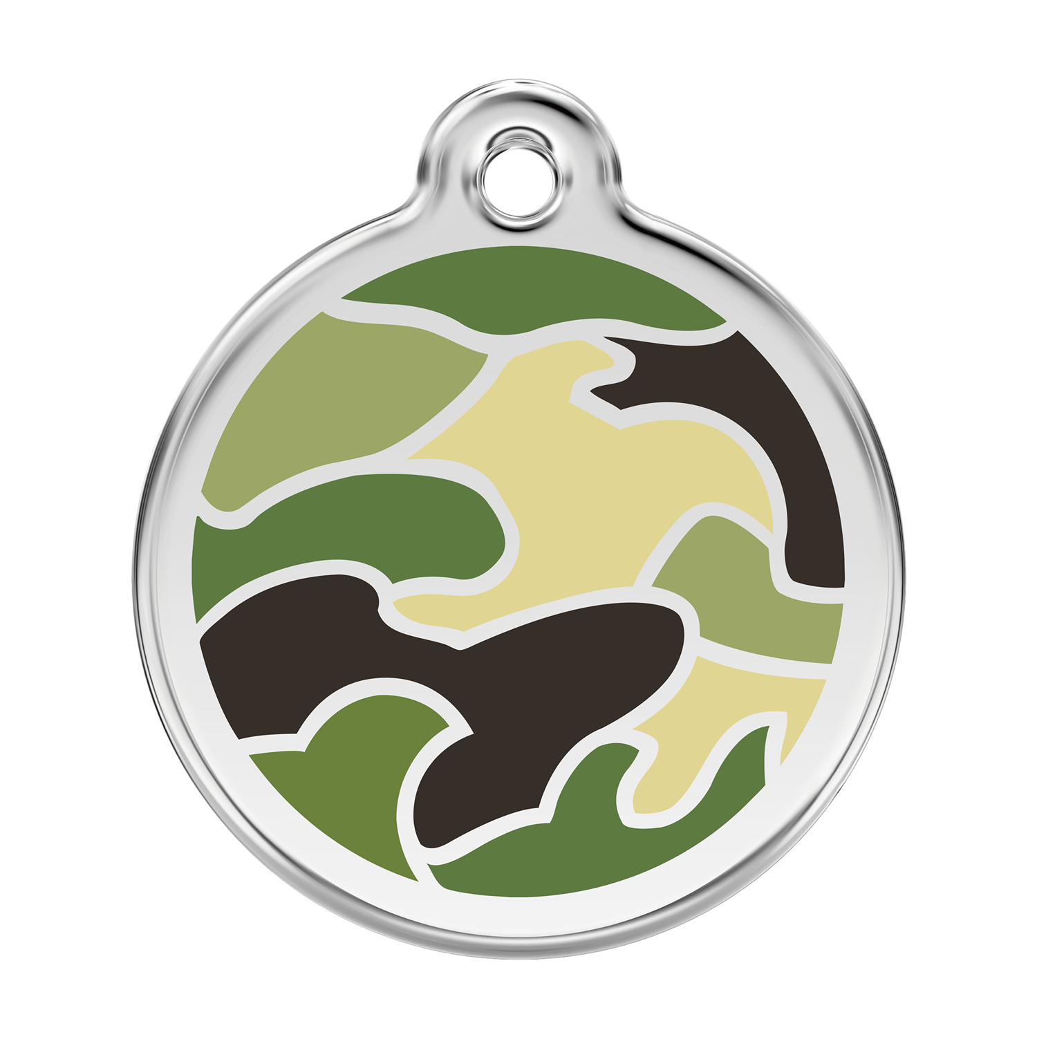 Red Dingo Stainless Steel & Enamel Green Camouflage Dog ID Tag