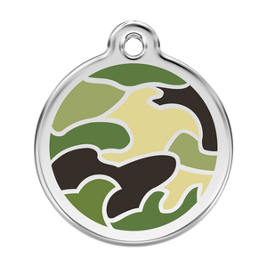 Red Dingo Stainless Steel & Enamel Green Camouflage Dog ID Tag