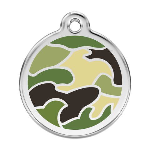 Red Dingo Stainless Steel & Enamel Green Camouflage Dog ID Tag