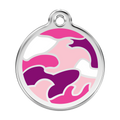 Red Dingo Stainless Steel & Enamel Pink Camouflage Dog ID Tag