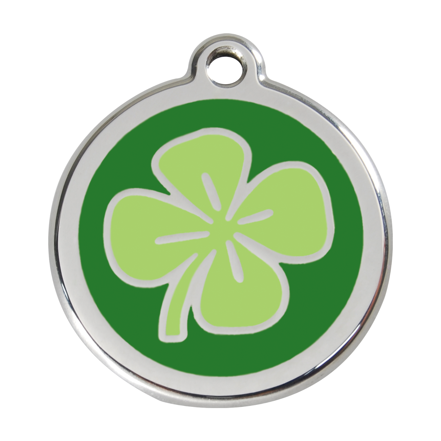 Red Dingo Stainless Steel & Enamel Green Clover Dog ID Tag