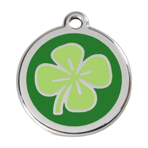 Red Dingo Stainless Steel & Enamel Green Clover Dog ID Tag