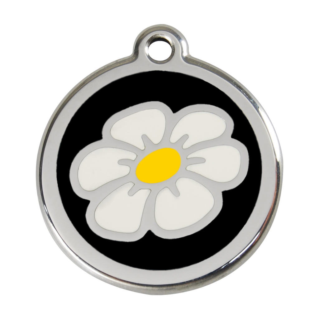 Red Dingo Stainless Steel & Enamel Daisy Dog ID Tag