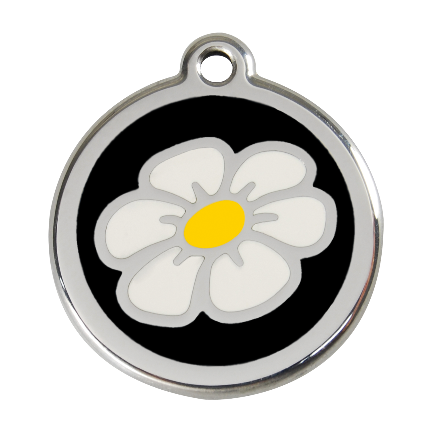 Red Dingo Stainless Steel & Enamel Daisy Dog ID Tag