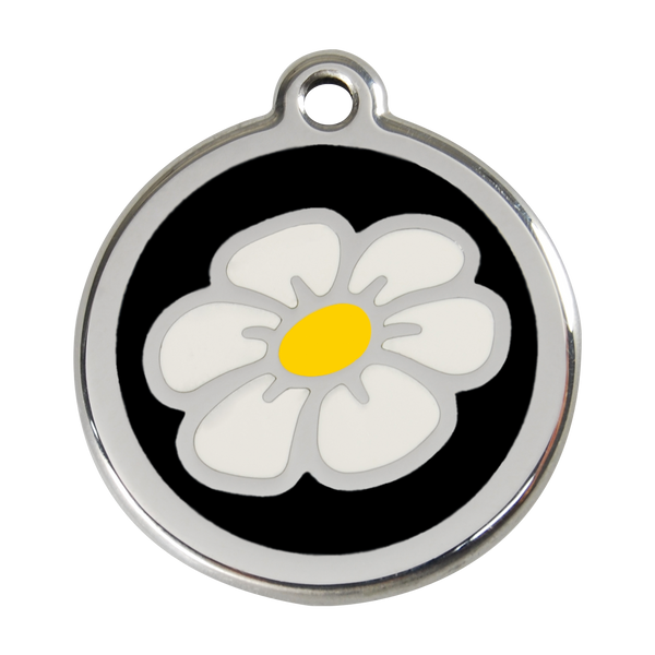 Red Dingo Stainless Steel & Enamel Daisy Dog ID Tag