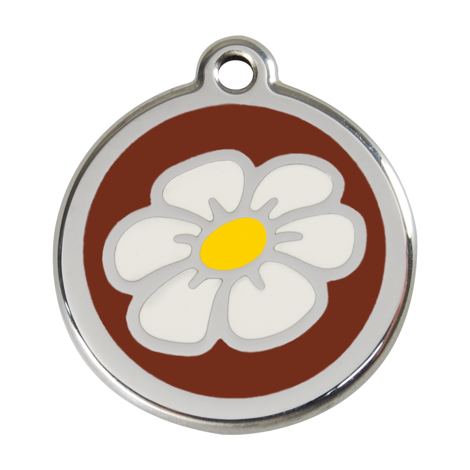 Red Dingo Stainless Steel & Enamel Daisy Dog ID Tag