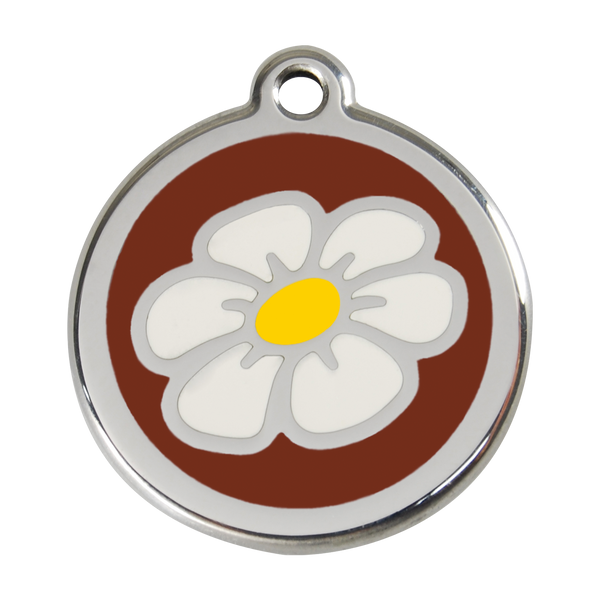 Red Dingo Stainless Steel & Enamel Daisy Dog ID Tag