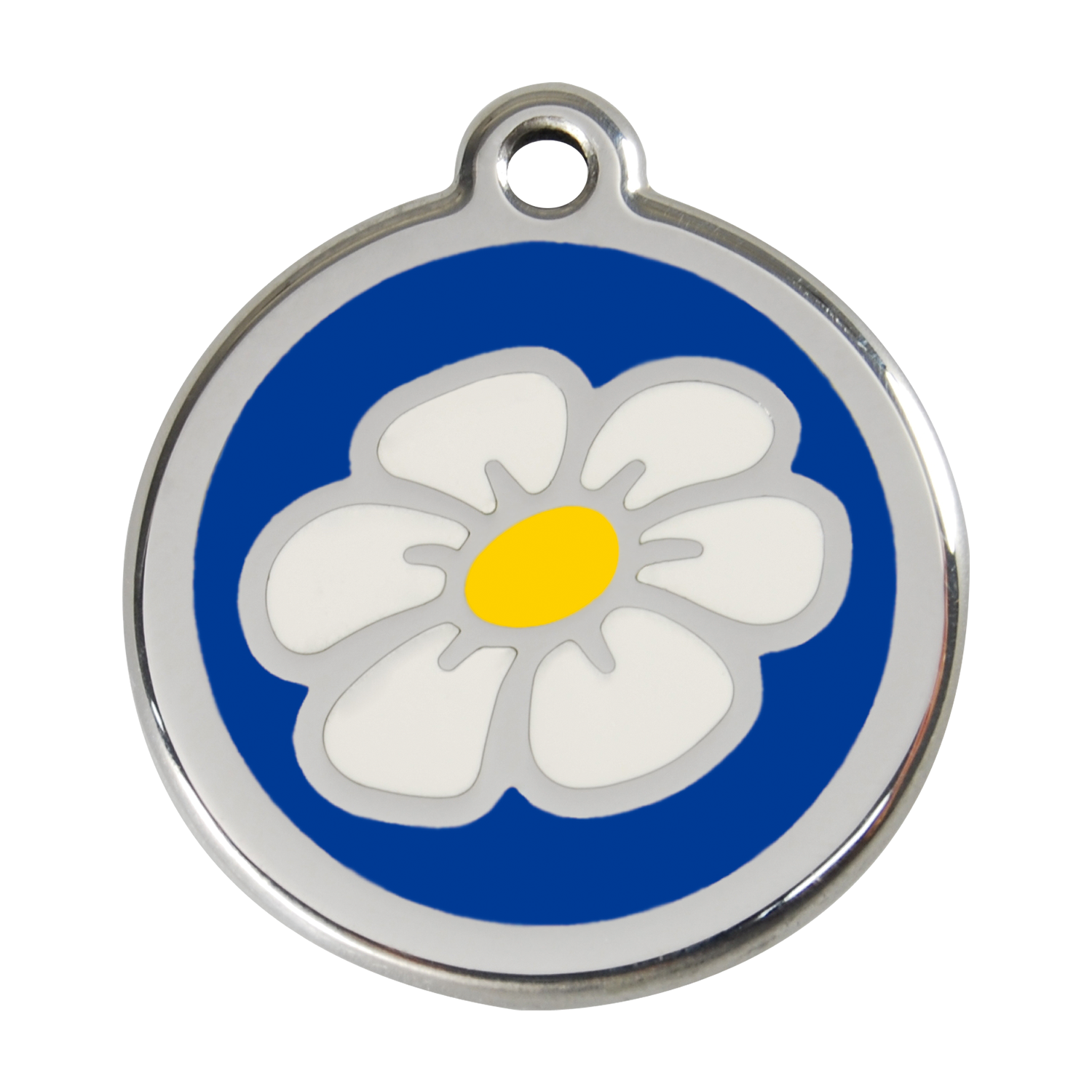 Red Dingo Stainless Steel & Enamel Daisy Dog ID Tag