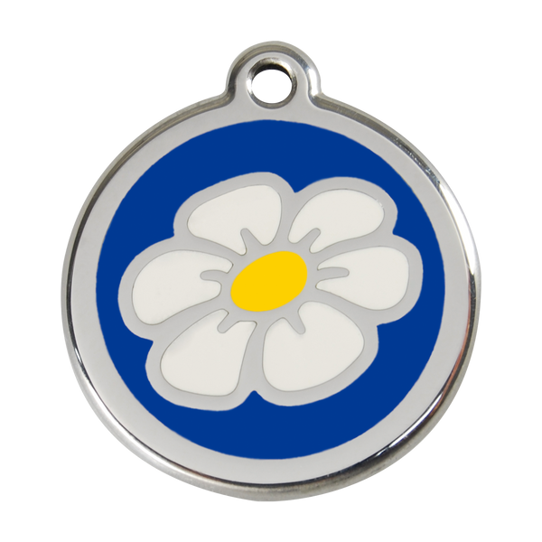 Red Dingo Stainless Steel & Enamel Daisy Dog ID Tag