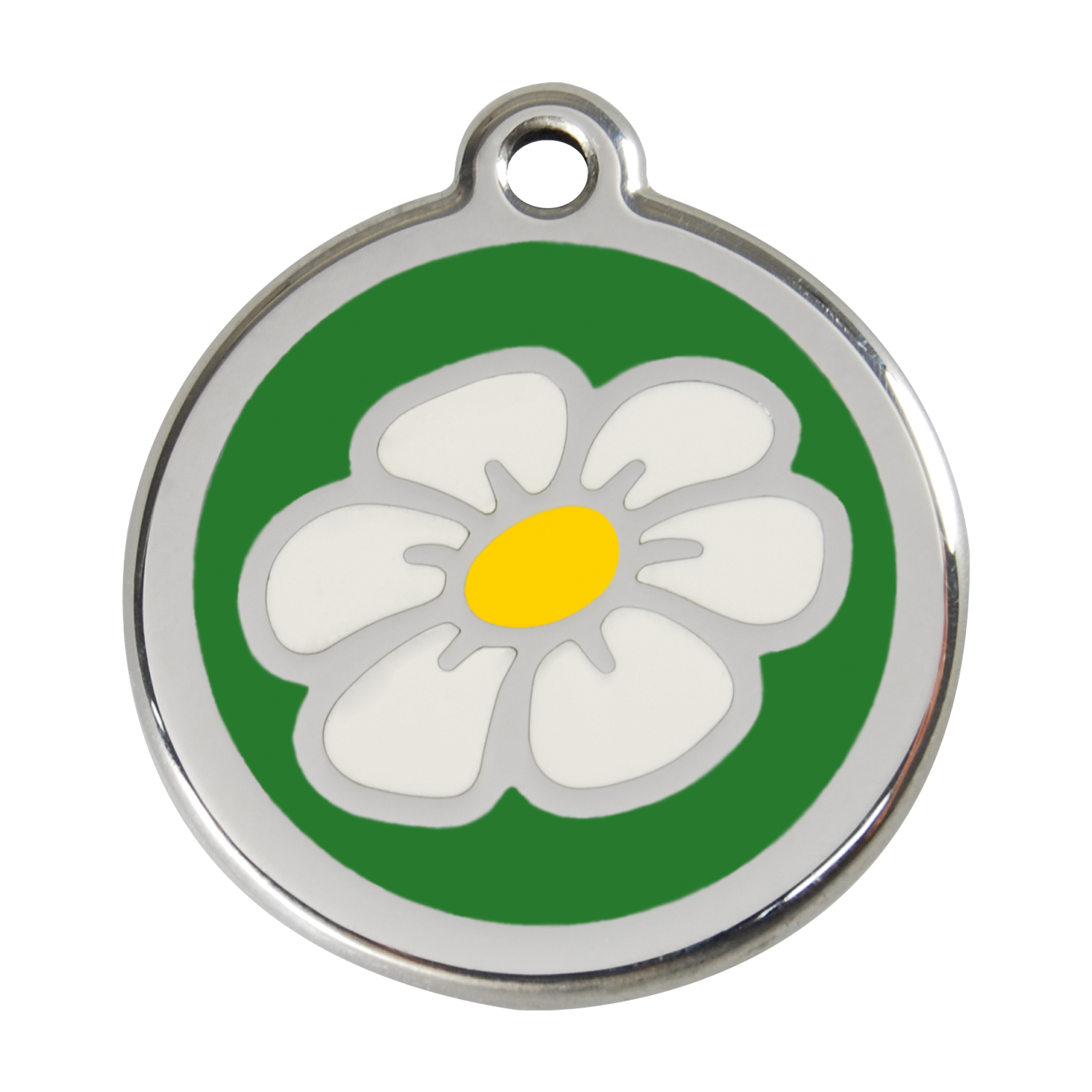 Red Dingo Stainless Steel & Enamel Daisy Dog ID Tag
