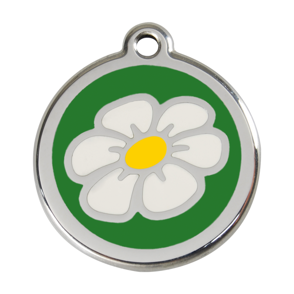 Red Dingo Stainless Steel & Enamel Daisy Dog ID Tag