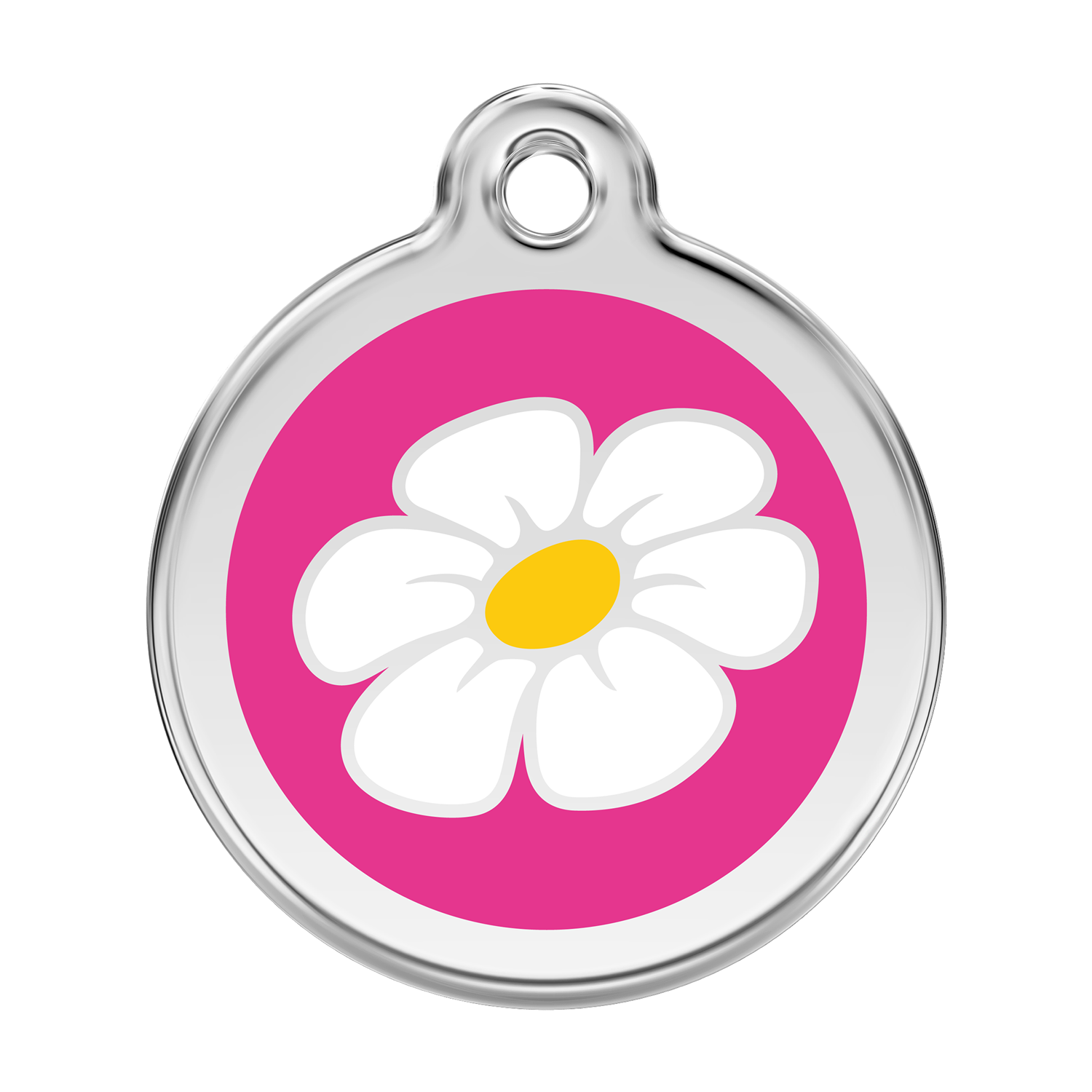 Red Dingo Stainless Steel & Enamel Daisy Dog ID Tag