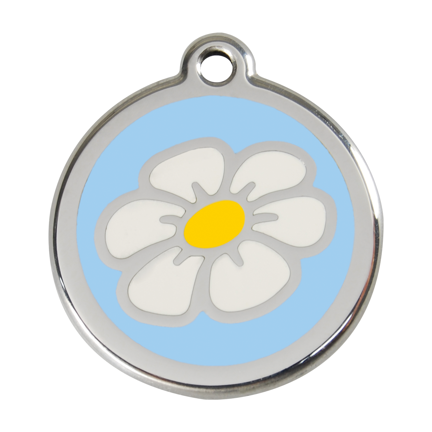 Red Dingo Stainless Steel & Enamel Daisy Dog ID Tag