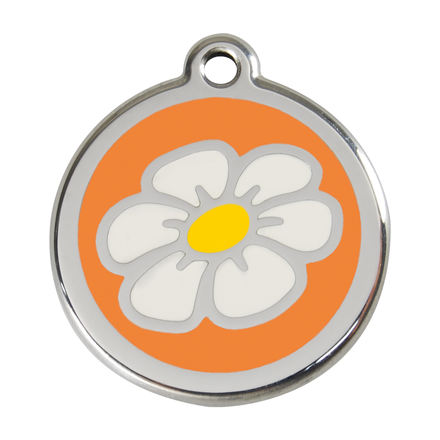 Red Dingo Stainless Steel & Enamel Daisy Dog ID Tag