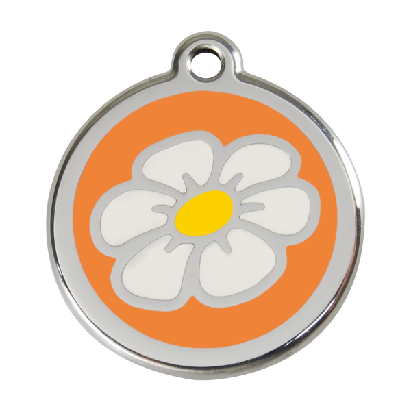 Red Dingo Stainless Steel & Enamel Daisy Dog ID Tag