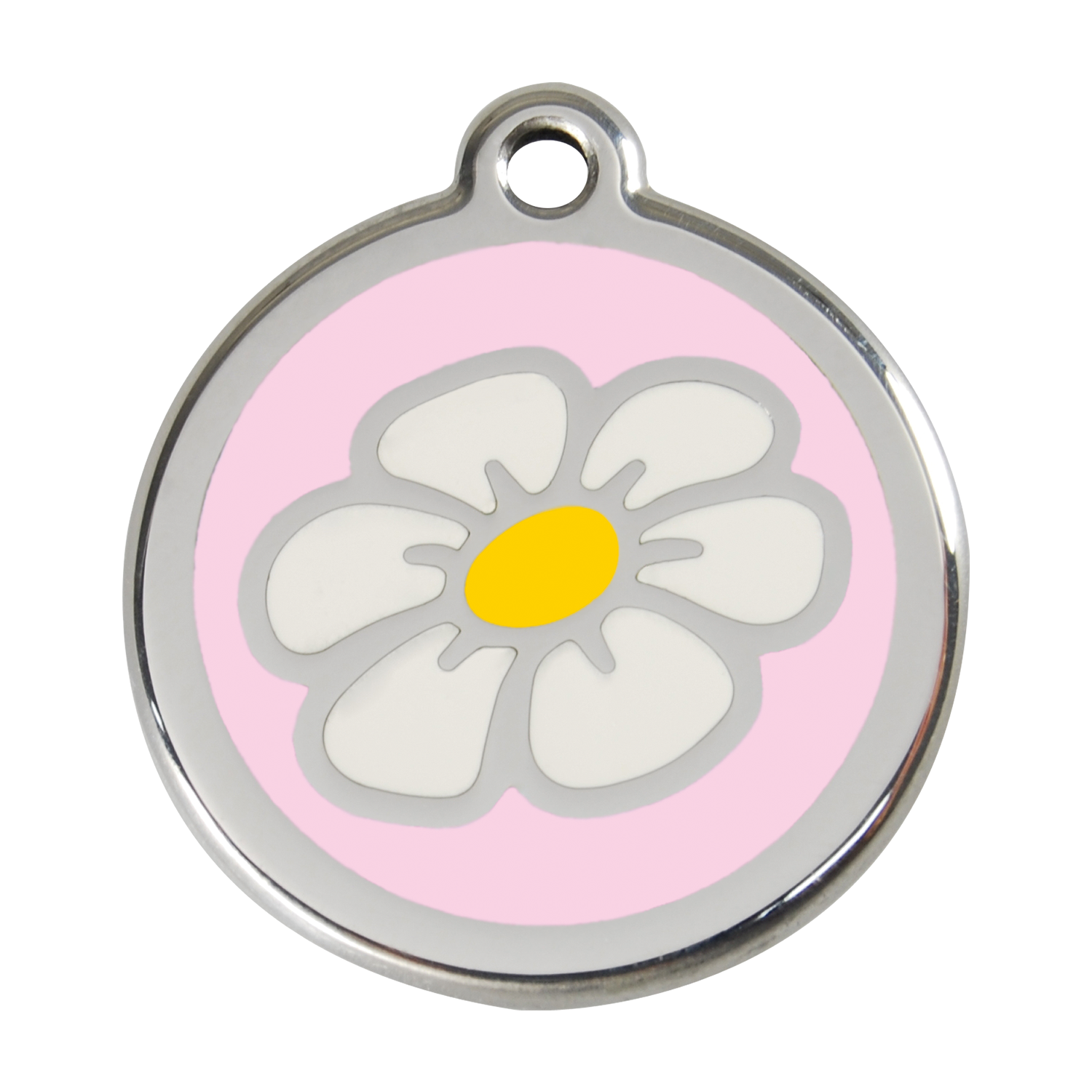 Red Dingo Stainless Steel & Enamel Daisy Dog ID Tag