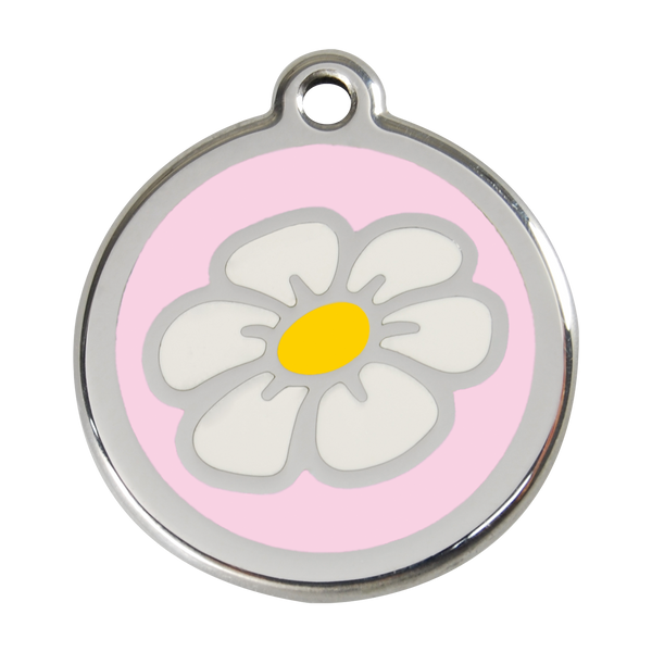 Red Dingo Stainless Steel & Enamel Daisy Dog ID Tag