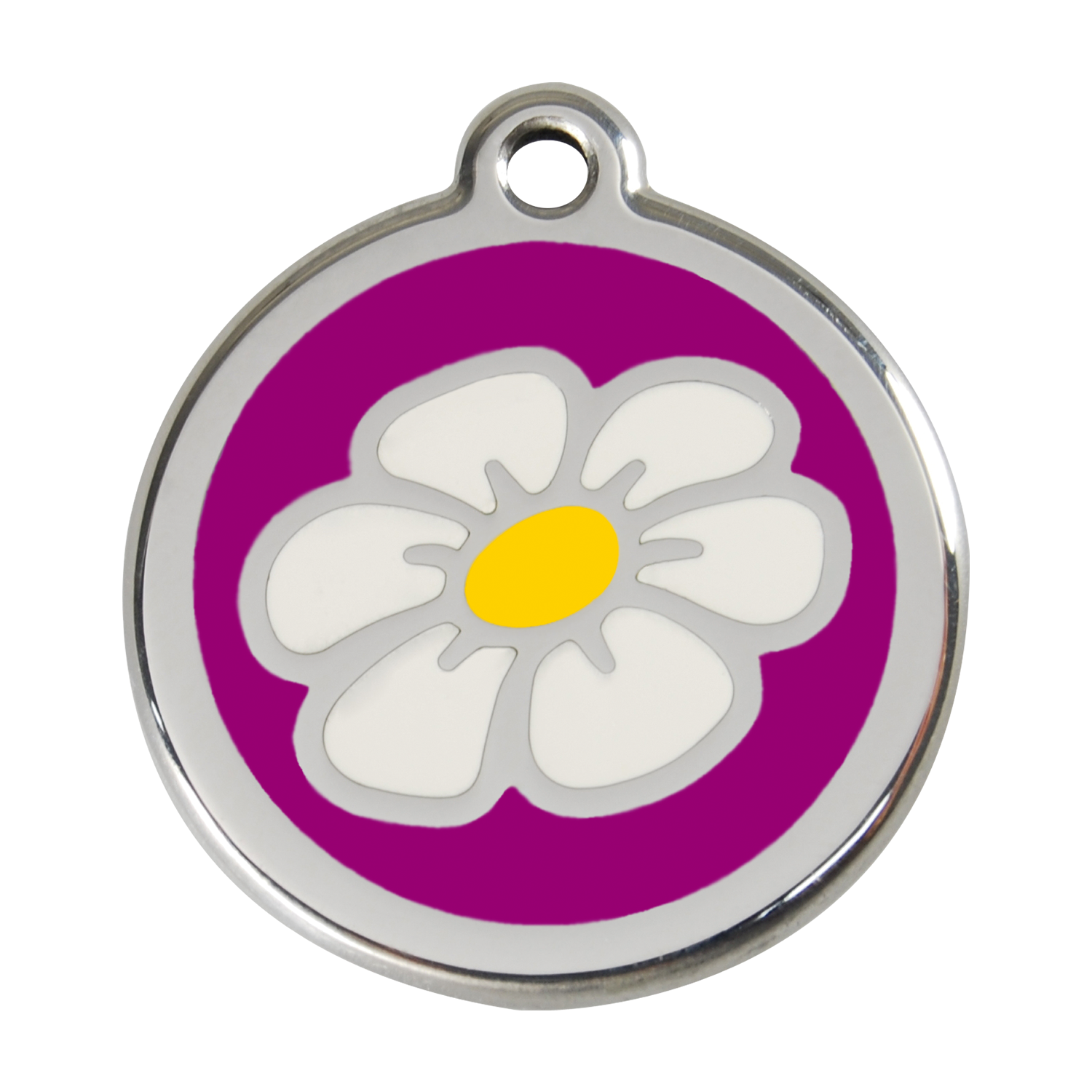 Red Dingo Stainless Steel & Enamel Daisy Dog ID Tag