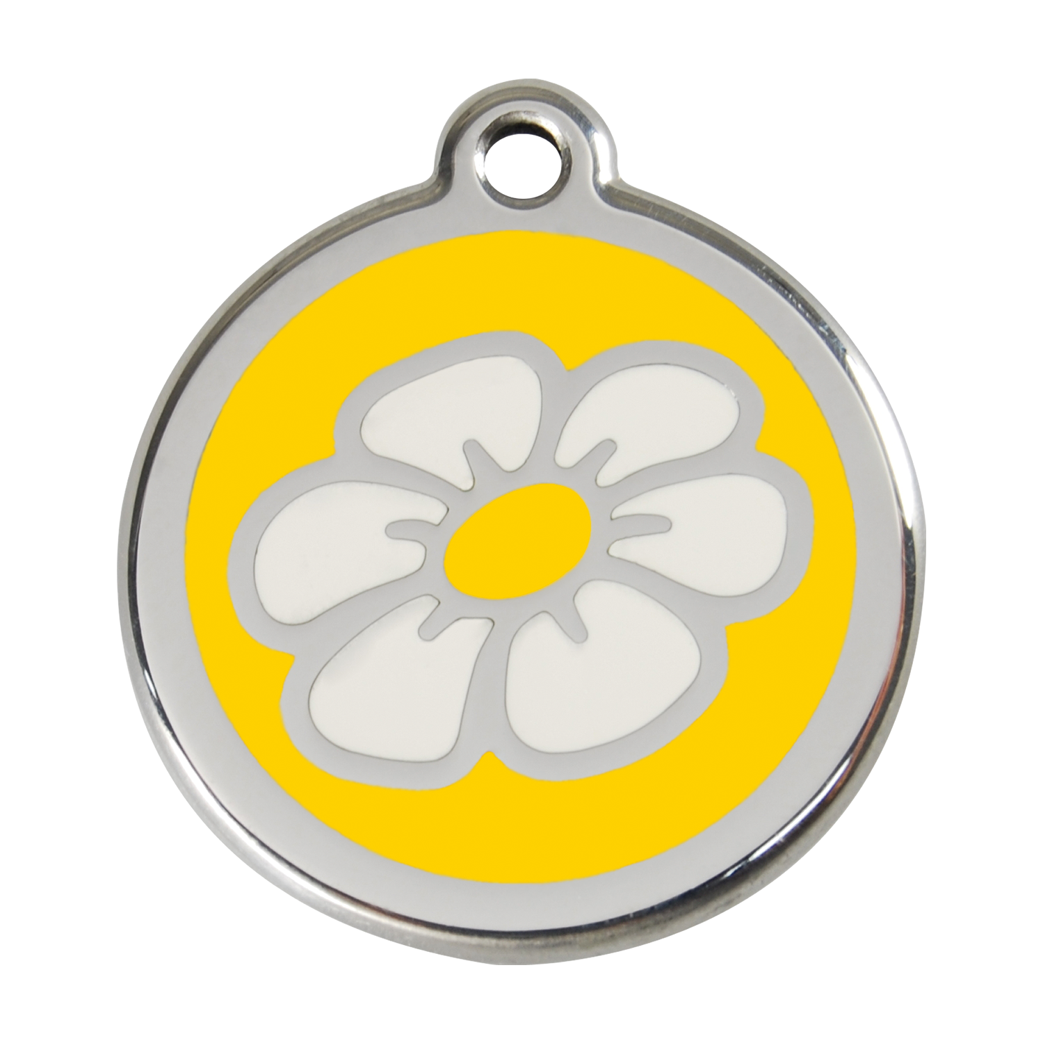 Red Dingo Stainless Steel & Enamel Daisy Dog ID Tag