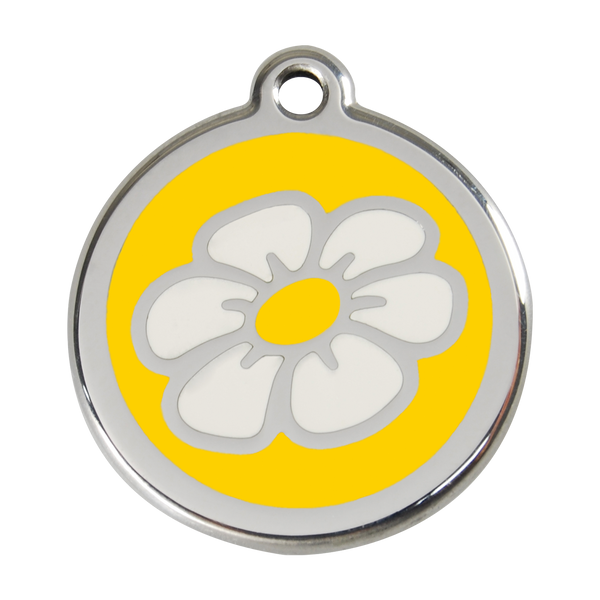 Red Dingo Stainless Steel & Enamel Daisy Dog ID Tag