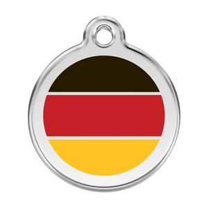 Red Dingo Stainless Steel & Enamel German Flag Dog ID Tag