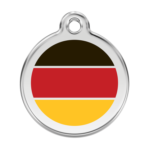 Red Dingo Stainless Steel & Enamel German Flag Dog ID Tag