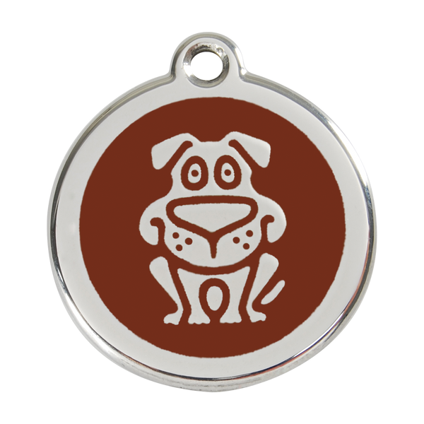 Red Dingo Stainless Steel & Enamel Happy Dog ID Tag