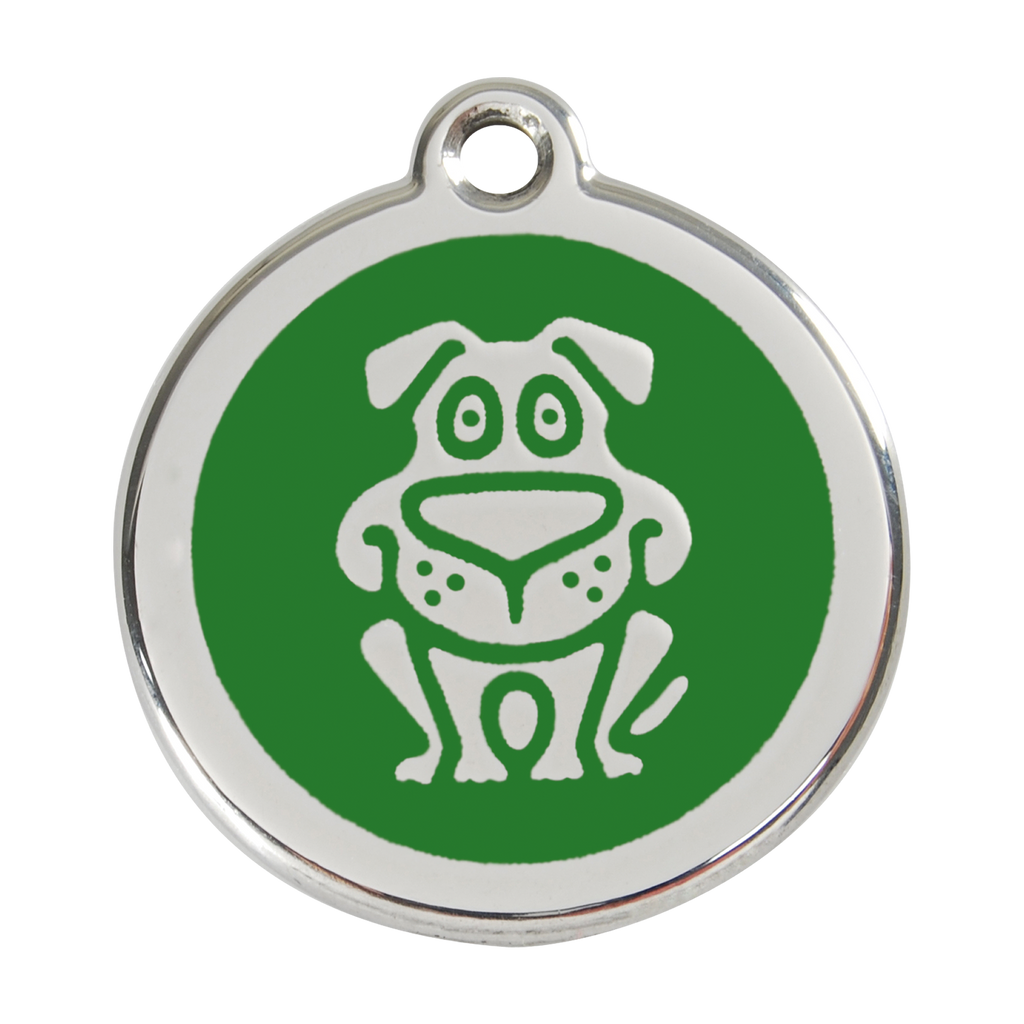 Red Dingo Stainless Steel & Enamel Happy Dog ID Tag