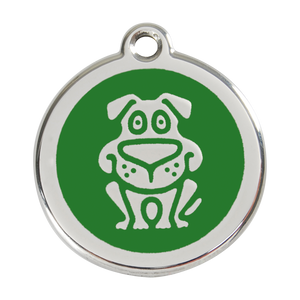 Red Dingo Stainless Steel & Enamel Happy Dog ID Tag