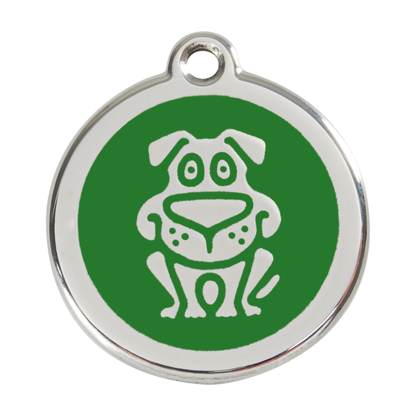 Red Dingo Stainless Steel & Enamel Happy Dog ID Tag