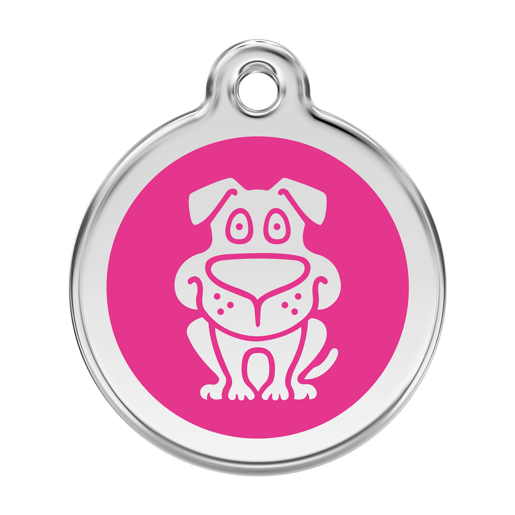 Red Dingo Stainless Steel & Enamel Happy Dog ID Tag