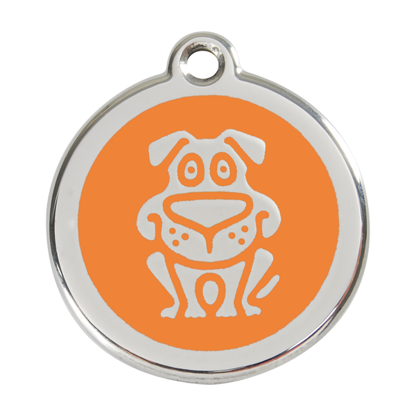 Red Dingo Stainless Steel & Enamel Happy Dog ID Tag