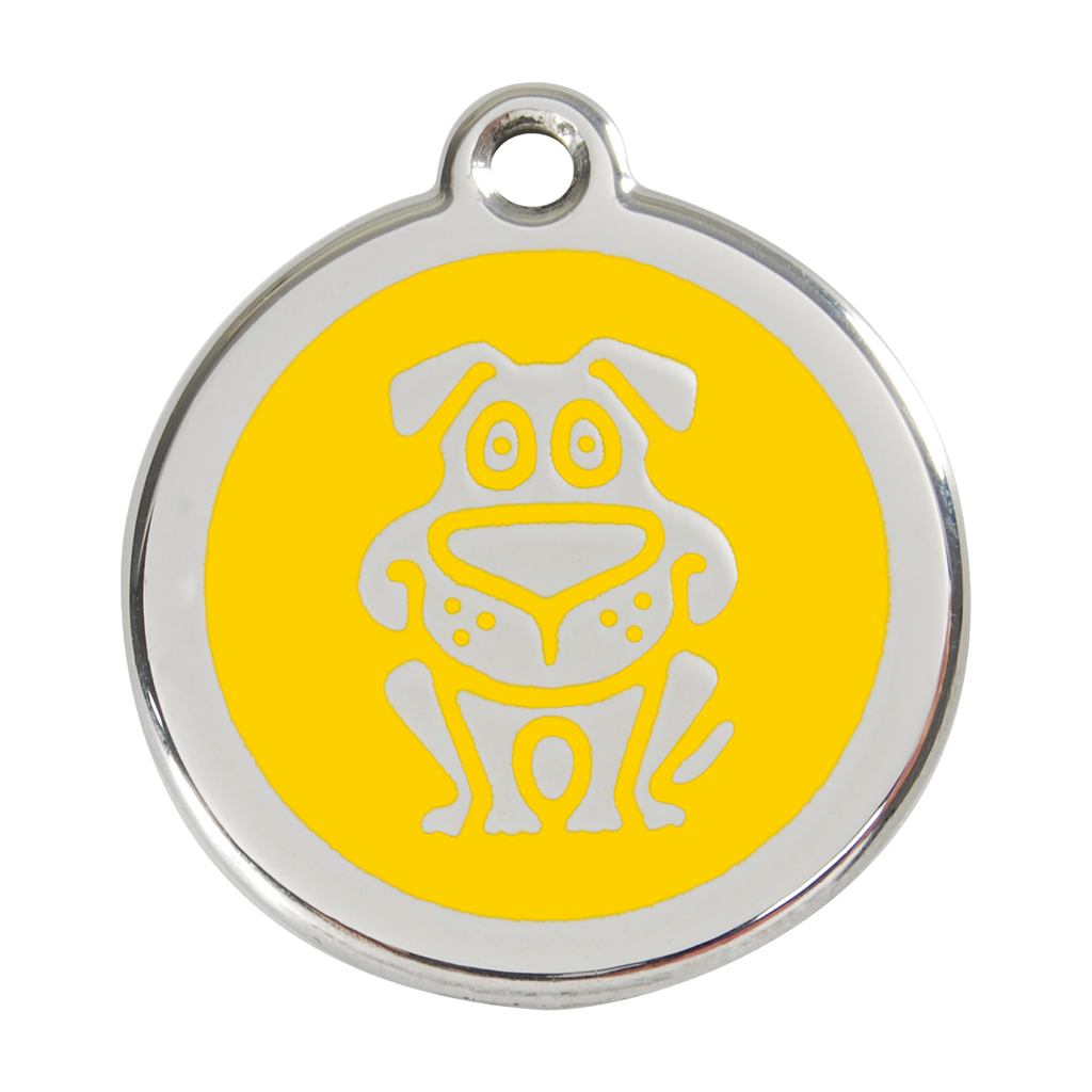 Red Dingo Stainless Steel & Enamel Happy Dog ID Tag