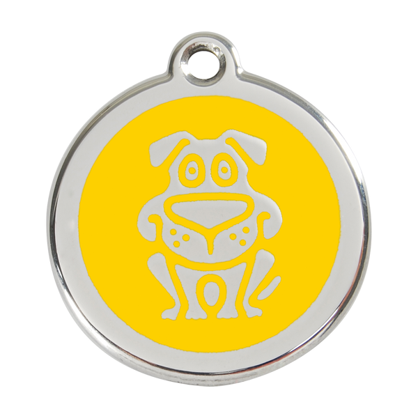 Red Dingo Stainless Steel & Enamel Happy Dog ID Tag