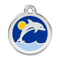 Red Dingo Stainless Steel & Enamel Dolphin Dog ID Tag