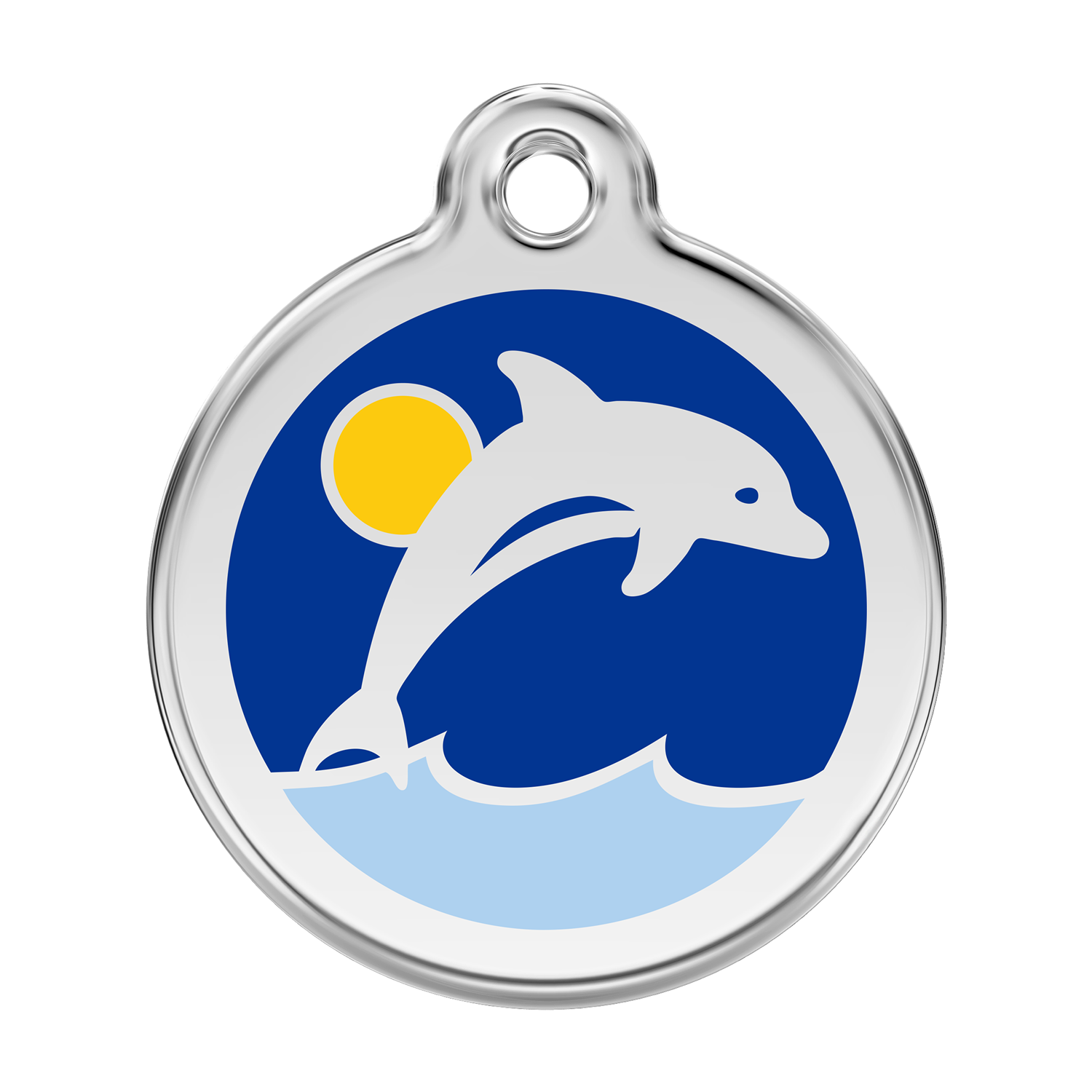 Red Dingo Stainless Steel & Enamel Dolphin Dog ID Tag