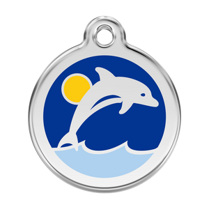 Red Dingo Stainless Steel & Enamel Dolphin Dog ID Tag