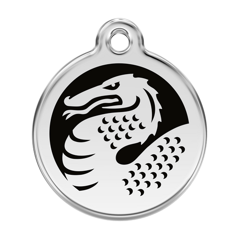 Red Dingo Stainless Steel & Enamel Black Dragon Dog ID Tag