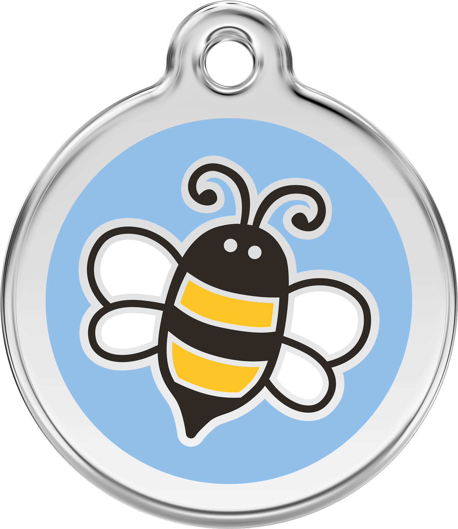 Red Dingo Stainless Steel & Enamel Bumble Bee Dog ID Tag - Light Blue