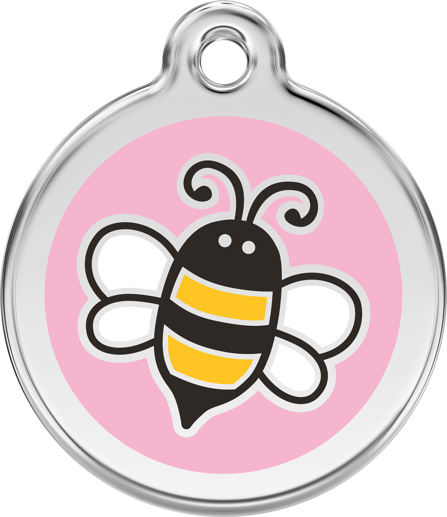 Red Dingo Stainless Steel & Enamel Bumble Bee Dog ID Tag - Pink